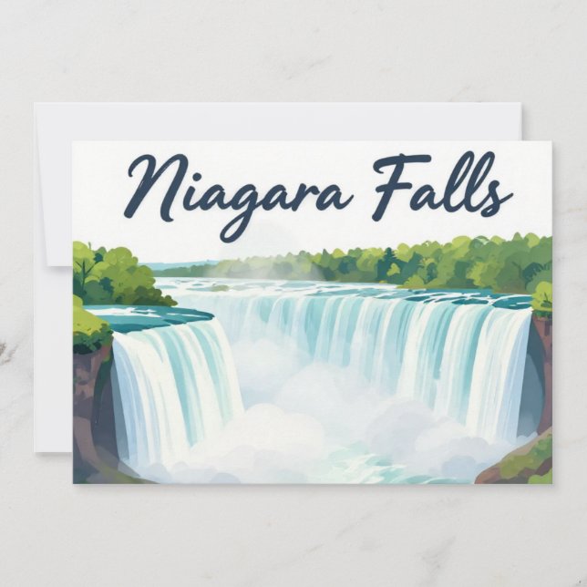 Niagara Falls Målning Landskapsillustration Julkort (Framsida)