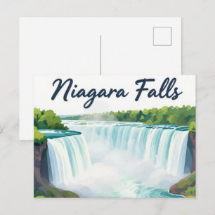 Niagara Falls Målning Landskapsillustration Vykort