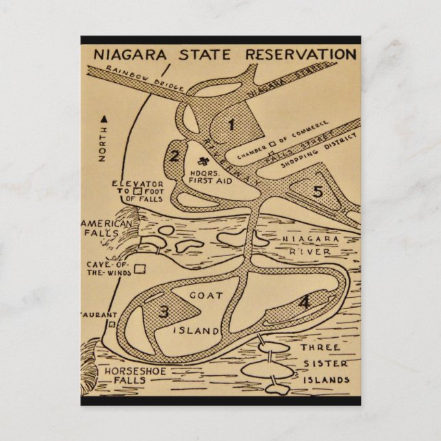 Niagara Falls Map Postcard Vykort (Framsida)