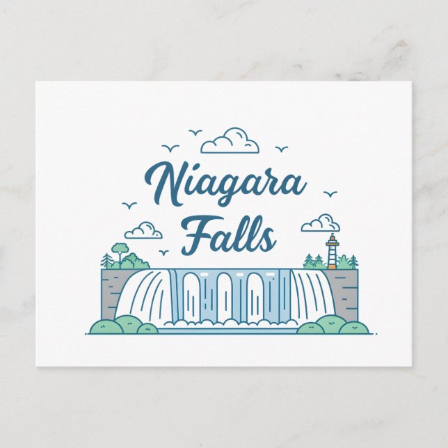 Niagara Falls Minimal Flat Design Illustration Helg Vykort (Framsida)