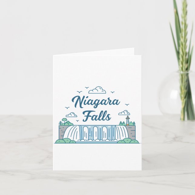 Niagara Falls Minimal Flat Design Illustration Helgkort (Framsida)