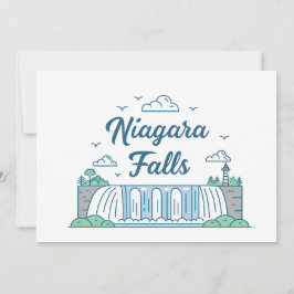 Niagara Falls Minimal Flat Design Illustration Julkort