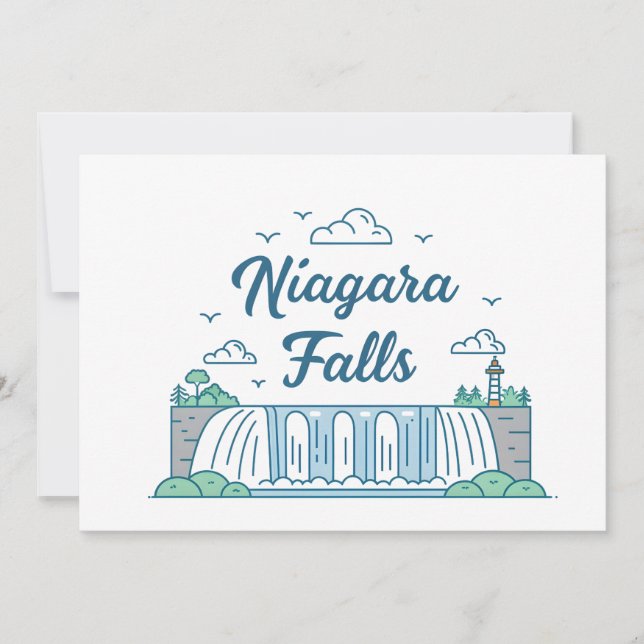 Niagara Falls Minimal Flat Design Illustration Julkort (Framsida)