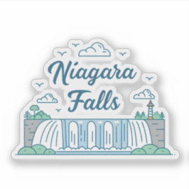 Niagara Falls Minimal Flat Design Illustration Klistermärken
