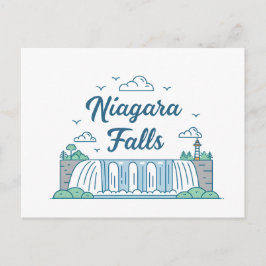 Niagara Falls Minimal Flat Design Illustration Vykort