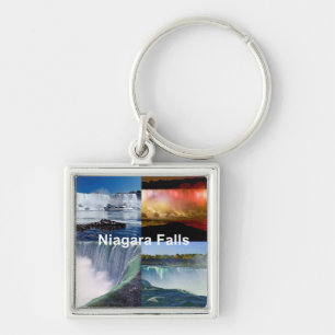 Niagara Falls New York Fyrkantig Silverfärgad Nyckelring