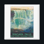 Niagara Falls New York Magnet<br><div class="desc">Vintage Niagara Falls New York USA Vintage America Stater and City nostalgic colorful illustrations of old-time elegant hotels and luxurious resorts from värld runt. Vår samling av konstnärsbesök turister från gamla resmål och bagageetiketter visar upp pluslandskap,  en stark stad och exotisk miljö i världsomspännande turistområden i Amerika och Sydamerika.</div>