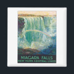 Niagara Falls New York Magnet<br><div class="desc">Vintage Niagara Falls New York USA Vintage America Stater and City nostalgic colorful illustrations of old-time elegant hotels and luxurious resorts from värld runt. Vår samling av konstnärsbesök turister från gamla resmål och bagageetiketter visar upp pluslandskap,  en stark stad och exotisk miljö i världsomspännande turistområden i Amerika och Sydamerika.</div>