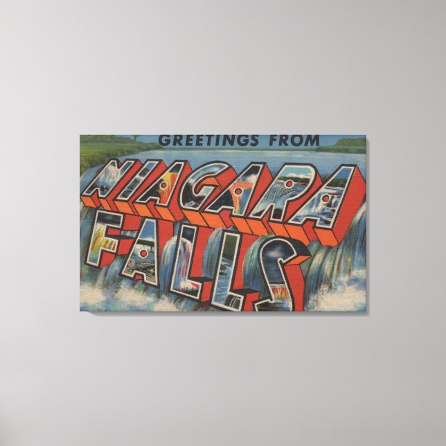 Niagara Falls, New York - Stora Brev Scenes Canvastryck (Framsida)