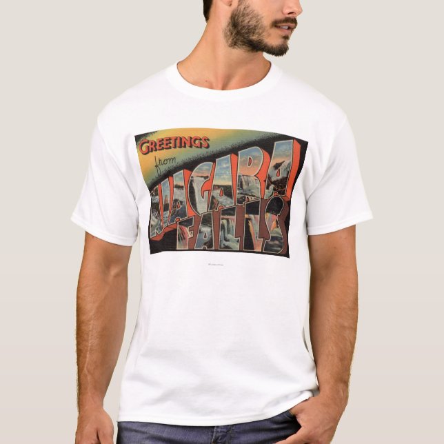 Niagara Falls New York - stora brevplatser Tee Shirt (Framsida)