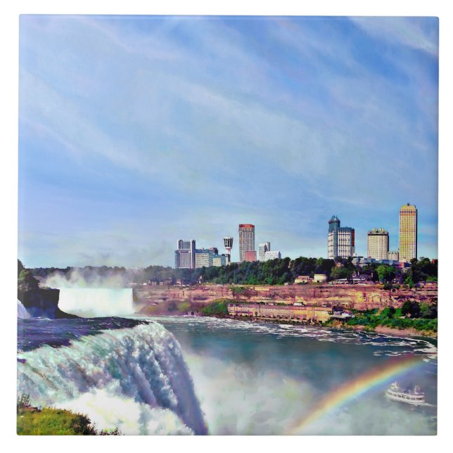 Niagara Falls NY - Under regnbågen Kakelplatta (Framsidan)