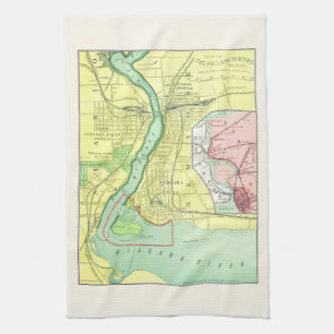 Niagara Falls och Vicinityvintagekarta 1885 Kökshandduk