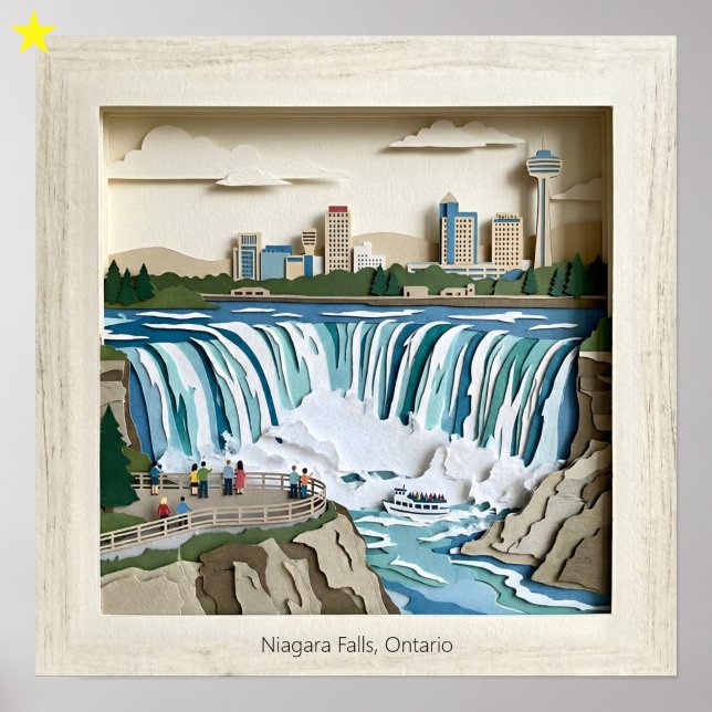 Niagara Falls Ontairo Kanada Papperscollage Dioram Poster (Skapare uppladdad)