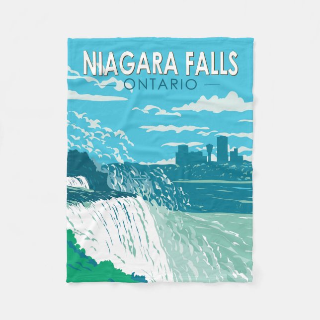 Niagara Falls Ontario Travel Art Vintage Fleecefilt (Framsidan)