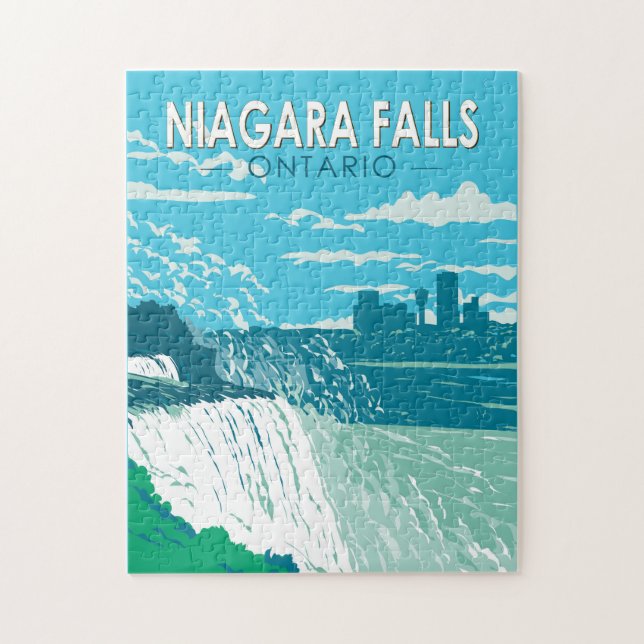 Niagara Falls Ontario Travel Art Vintage Pussel (Vertikal)