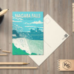 Niagara Falls Ontario Travel Art Vintage Vykort<br><div class="desc">Niagara Falls i en vektorkonst stil. På den westerna kusten vid Niagarafloden förbises Horseshoe Falls,  den mest expansiva delen av kaskaderna.</div>