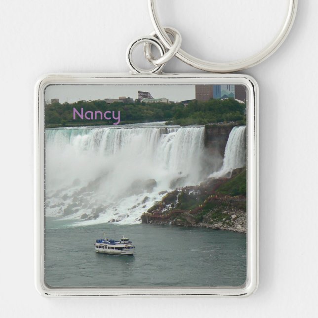 Niagara Falls på den kanadensiska sidan Fyrkantig Silverfärgad Nyckelring (Framsidan)