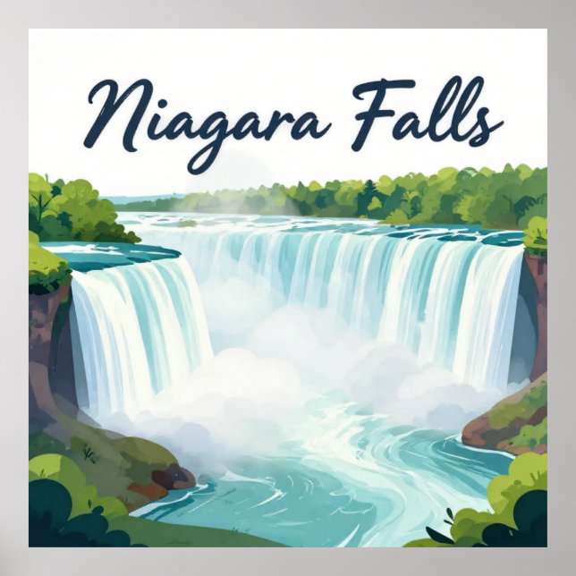 Niagara Falls Painterly Landscape Illustration Poster (Framsidan)