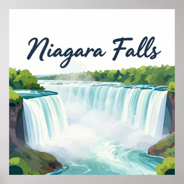 Niagara Falls Painterly Landscape Illustration Poster (Framsidan)