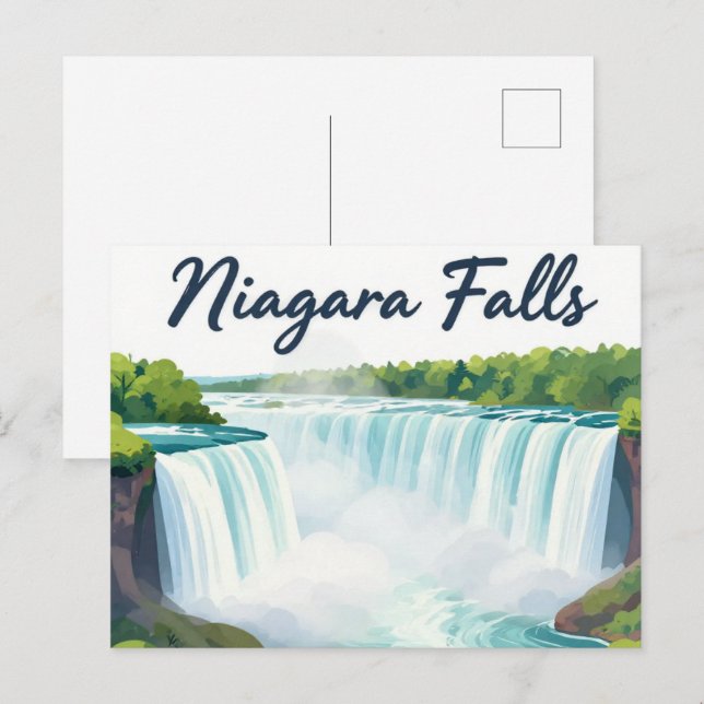 Niagara Falls Painterly Landscape Illustration Vykort (Fram/baksida)