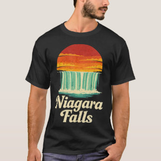 Niagara Falls Retro Solnedgång T Shirt