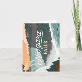 Niagara Falls Retro Vintage Poster Illustration Helgkort