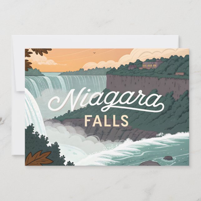 Niagara Falls Retro Vintage Poster Illustration Julkort (Framsida)