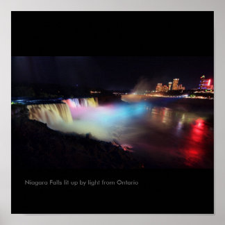 Niagara Falls tända i ljus från Ontario Poster