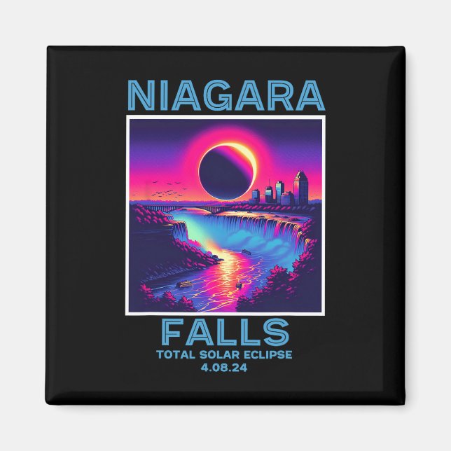 Niagara Falls Total Solar Eclipse 2024 80s New Yor Magnet (Framsidan)