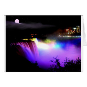 Niagara-Falls-under-flodlight-at-night Hälsningskort