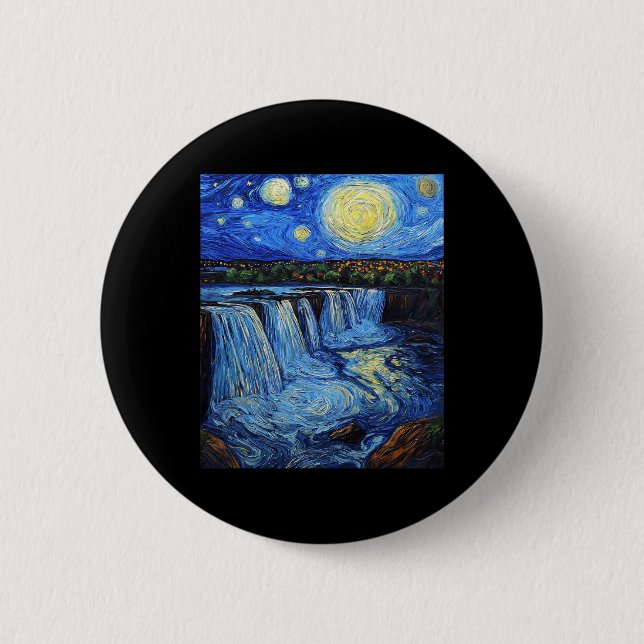Niagara Falls - Van Gogh-stil - Stjärnklar natt  Knapp (Framsida)