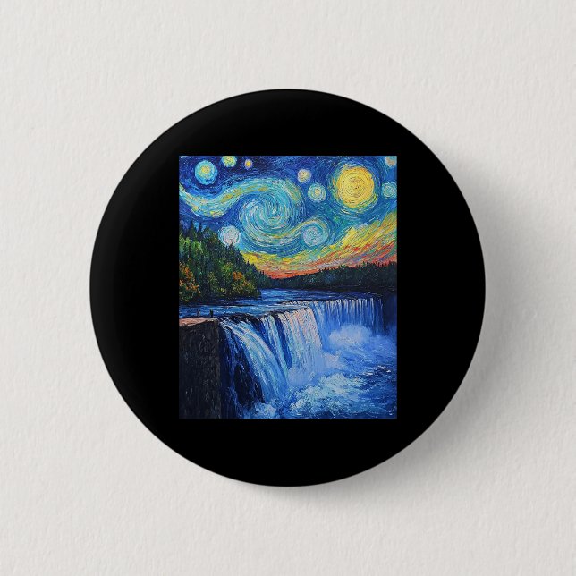 Niagara Falls - Van Gogh-stil - Stjärnklar natt  Knapp (Framsida)