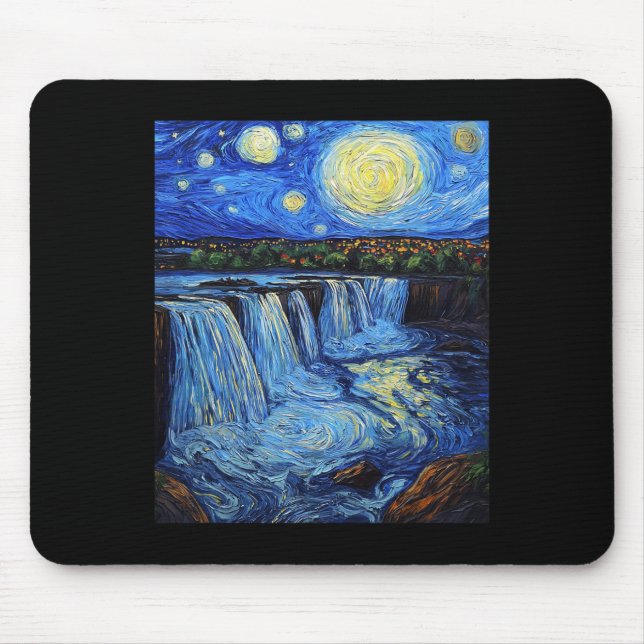 Niagara Falls - Van Gogh-stil - Stjärnklar natt  Musmatta (Framsidan)
