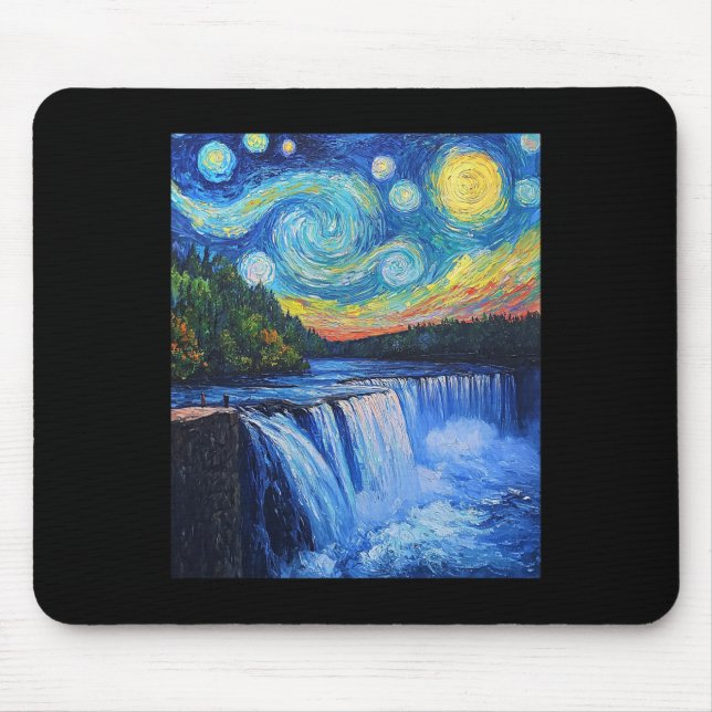Niagara Falls - Van Gogh-stil - Stjärnklar natt  Musmatta (Framsidan)