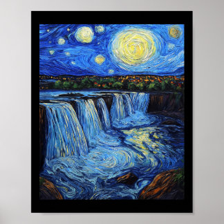 Niagara Falls - Van Gogh-stil - Stjärnklar natt  Poster