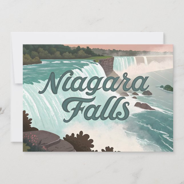 Niagara Falls Vintage Textured Illustration Julkort (Framsida)