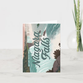 Niagara Falls Vintage Texturerad Illustration Helgkort