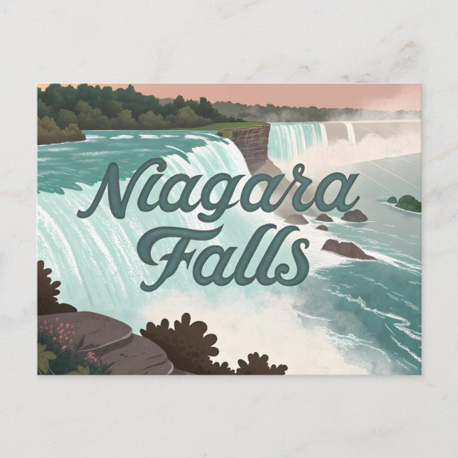 Niagara Falls Vintage Texturerad Illustration Vykort (Framsida)