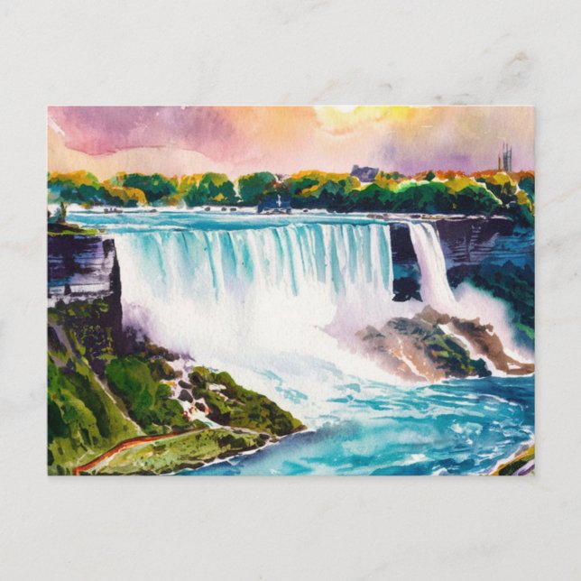 Niagara Falls Watercolor Painting Vykort (Framsida)