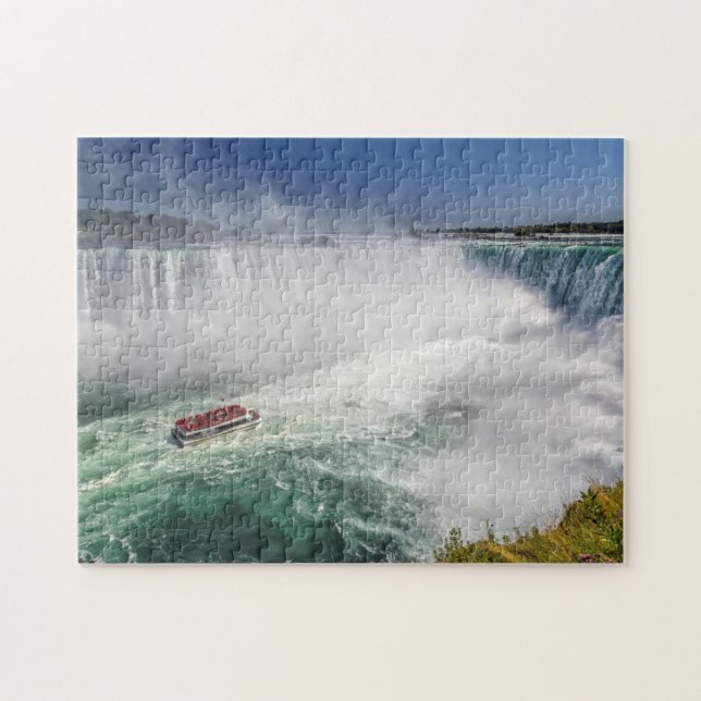 Niagara Falls Waterfall Boat Jigszle Puzzle Pussel (Horisontell)