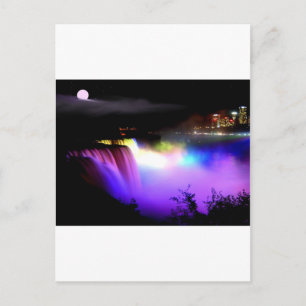 Niagara-Nedgång-under-floodlights-på-natt Vykort