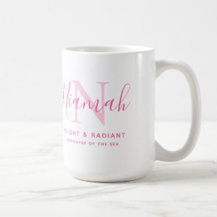 Niamah namn betyder monogram rosa texkaffe mugg