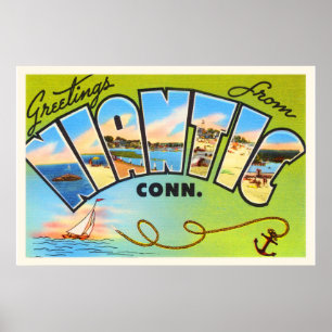 Niantic Connecticut CT gammal vintage Poster