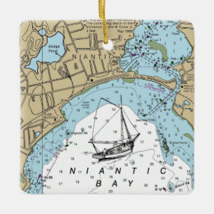 Niantic CT Nautical Chart Julgransprydnad Keramik