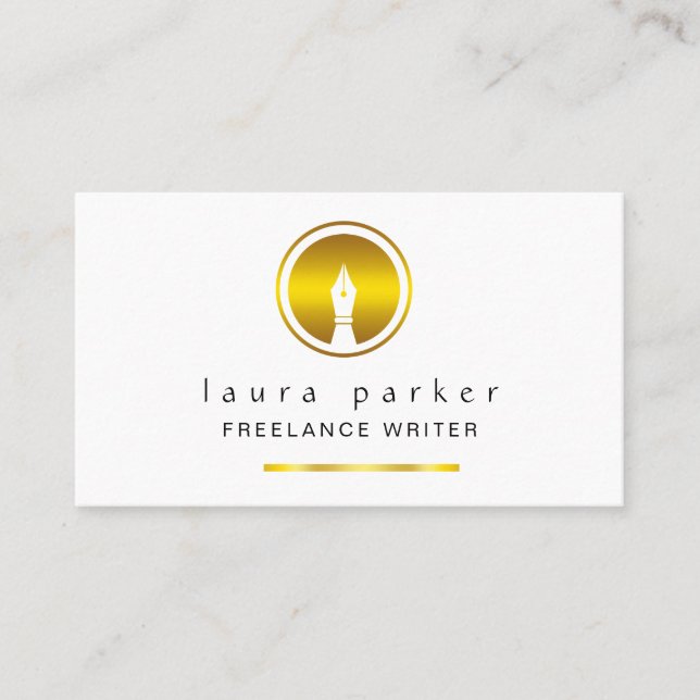 Nib Guld Freelance Writer Author Elegant Classic Visitkort (Framsida)