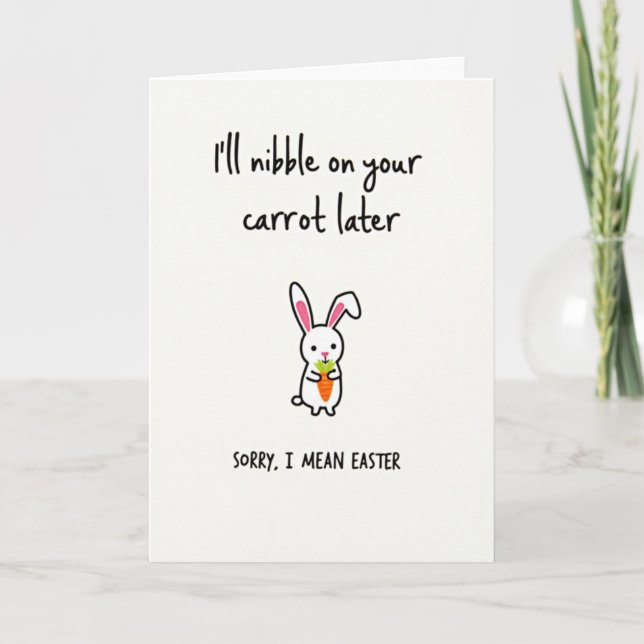 Nibble Carrot Funny Easter Card Kort (Framsida)