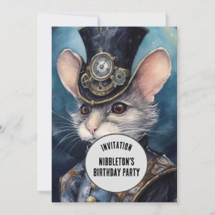 Nibbleton Steampunk Djur Anpassat namn Inbjudningar