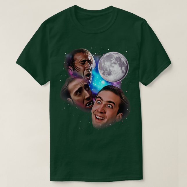 Nic Cage Howl vid Måne T Shirt (Design framsida)