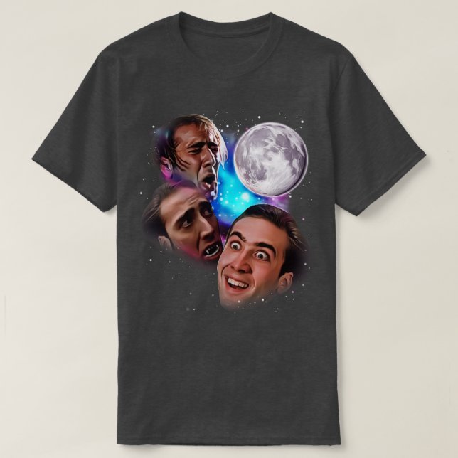 Nic Cage Howl vid Måne T Shirt (Design framsida)