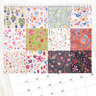 Nic Squirrell Blommigt Paintings Kalender